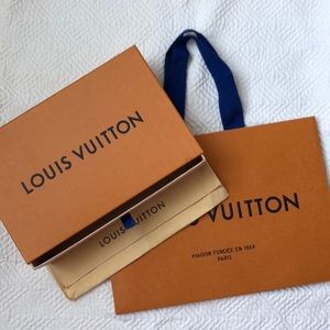 Louis Vuitton Wallet dust bag, box, and bag.